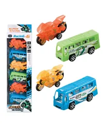Little Story Kids Toy Pull Back Bus & Racing Bikes - Set of 6