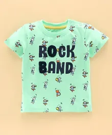 Babyoye Half Sleeves Tee Rock Band Print - Green