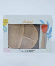 Mori Mori Round Bamboo Plate With Spoon - Orange