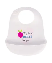 Hudson Childrenswear Silicone Bib Heart'beet'-White