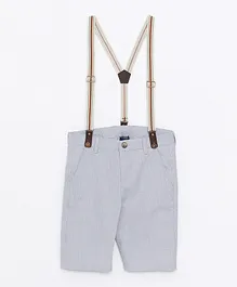 LC Waikiki Striped Shorts With Suspenders - Grey