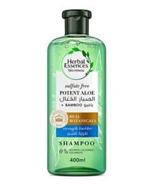 Herbal Essences Hair Strengthening Sulfate Free Potent Aloe Vera Bamboo Natural Shampoo for Dry Hair - 400mL