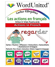 Word United Actions In French- Write & Wipe Flash Cards - 58 Pages