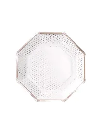 Ginger Ray Rose Gold Foiled Spotty Plate Pack of 8 - White