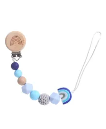 Factory Price Sandi Silicone and Wooden Pacifier Clip - Blue