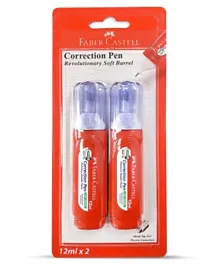 Faber-Castell Correction Pen Metal Tip 12 ml Red - Pack of 2