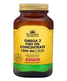 SUNSHINE Nutrition OMEGA 3 Fish Oil Concentrate - 1000 MG 100 Softgels