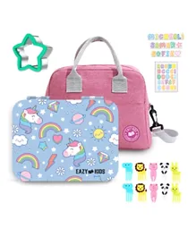 Eazy Kids Unicorn Bento Box With Insulated Lunch Bag & Cutter Set - 14 Pieces