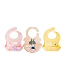 Pixie Waterproof Silicone Bibs Elephant & Bunny Pack of 3 - Multicolour