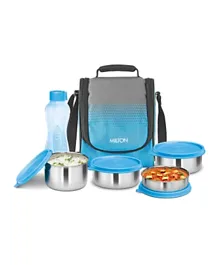 Milton Tasty 4 Stainless Steel Containers Combo Lunch Bag with Bottle - Cyan