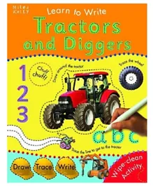 Miles Kelly Learn To Write Tractors And Diggers  Paperback - 14 Pages