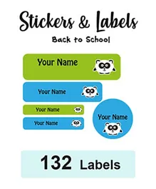 Ladybug Labels Personalised Name School Labels Panda - 132 Pieces