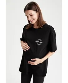 DeFacto Woman Maternity Wear Knitted Half Sleeves T-Shirt - Black