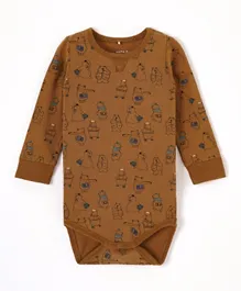 Name It Bear Printed Bodysuit - Toasted Coconut