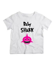 Twinkle Hands Half Sleeves Baby Shark Print - Pink