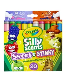 Crayola Silly Scents Sweet and Stinky Washable Broad Line Markers Multicolor - Pack of 20