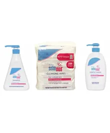 Sebamed Baby Shampoo 500ml + Baby Wet Wipes 72 Pack of 4 + Baby Wash 400ml - Bundle Offer