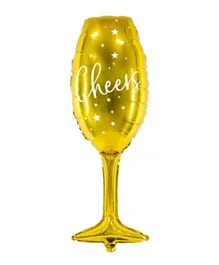 PartyDeco Cheers Glass Foil Balloon - Gold