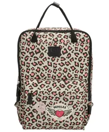 Beagles Leopard Rectangular Large Backpack Grey and Pink - 15.4 Inches