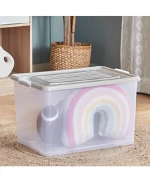 HomeBox Juana Multipurpose Transparent Storage Box With Wheels And Lockable Lid - 75 L