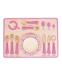Lelin Wooden Dinner Place Setting - Pink