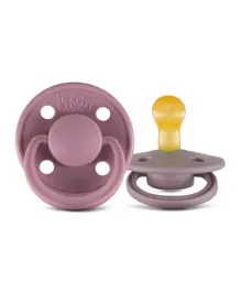 Rebael Mono Natural Rubber Round Pacifiers Size 1 Pack Of 2 - Plum & Champagne