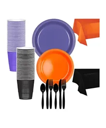 Amscan Premium Tableware Kit for 20 Guests - Orange, New Purple and Black