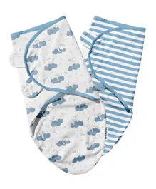 Moon Organic Baby Swaddles Rabbit Print & Blue Stripes - Pack of 2
