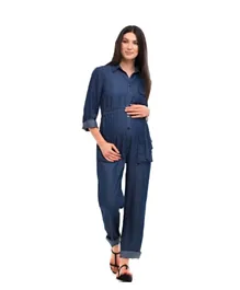 Mums & Bumps Pietro Brunelli Amelia Maternity Jumpsuit - Jeans Blue