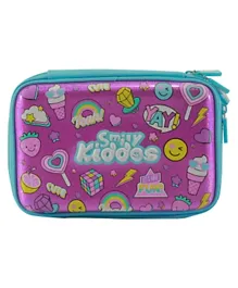 Smily Kiddos Fancy Double Compartment Pencil Case - Pink Blue
