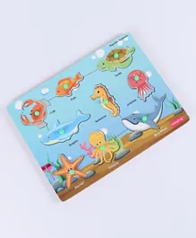 Babyhug Wooden Aquatic Animal Knob and Peg Puzzle - 9 Pieces