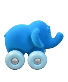 Rubbabu Soft Baby Educational Toy Aniwheelies Elephant Small - Blue