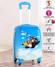 Babyhug Kids Trolley Bag Aeroplane Print Blue - 18 Inches