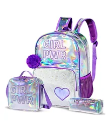 Eazy Kids Girl Power School Bag Lunch Bag & Pencil Case Set - Purple