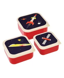 Rex London Space Age Snack Boxes Set Of 3 - Red & Blue