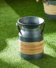 HomeBox Eldora Galvanised Metal Vase With Burlap