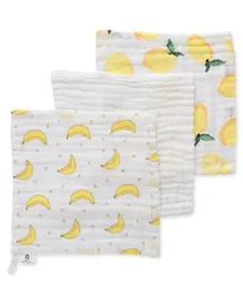 Anvi Baby Organic Squares Go Banana  Burp Cloth - Set of 3