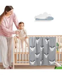 Nurtur 100% Cotton Knitted Baby Blanket Deer  - Grey