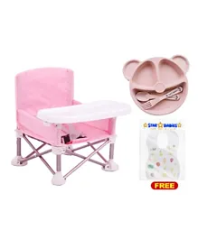 Star Babies Portable Kids Chair with Plate Set & Free Disposable Bibs