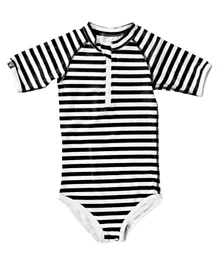 بيتش  بانديتس - ملابس السباحة للفتيات بطبعة خطوط  - أسود وأبيض
