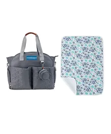 حقيبة حفاضات ستار بيبيز مع حقيبة مصاصة وحصيرة تغيير قابلة لإعادة الاستخدام بنقوش - أزرق