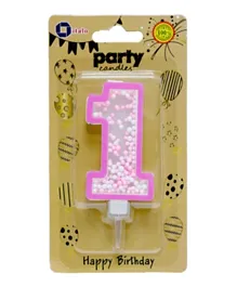 Italo Foam Balls Filled Birthday Candle Pink - Number 1
