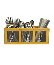 Boston Warehouse Flatware Caddy  Utensil Holder with Icons - Bamboo