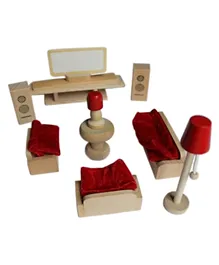 Mindset Mini Wooden  Furniture Drawing Room Red -10 Pieces