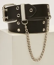 LC Waikiki Leather Look Chain Detail Girl's Denim Belt - Black