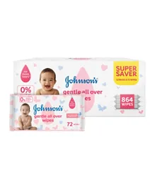 Johnsons & Johnsons  Gentle All Over Wipes Super Saver Pack Of 12 - 864 Wipes