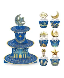 Highland 3 Tier Eid Ramadan Cupcake Stand Toppers & Wrappers Set