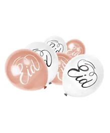 Eid Party Rose Gold & White Eid Calligraphy Balloons - Pack of 12