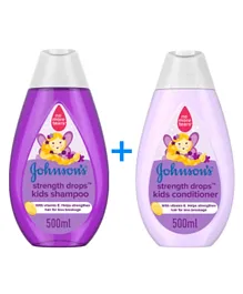 Johnson & Johnson Kids Shampoo + Conditioner Strength Drops - 500 ml each