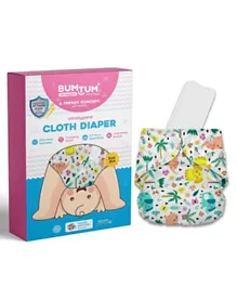 Bumtum Baby Printed Cloth Diaper Free Size - Multicolor